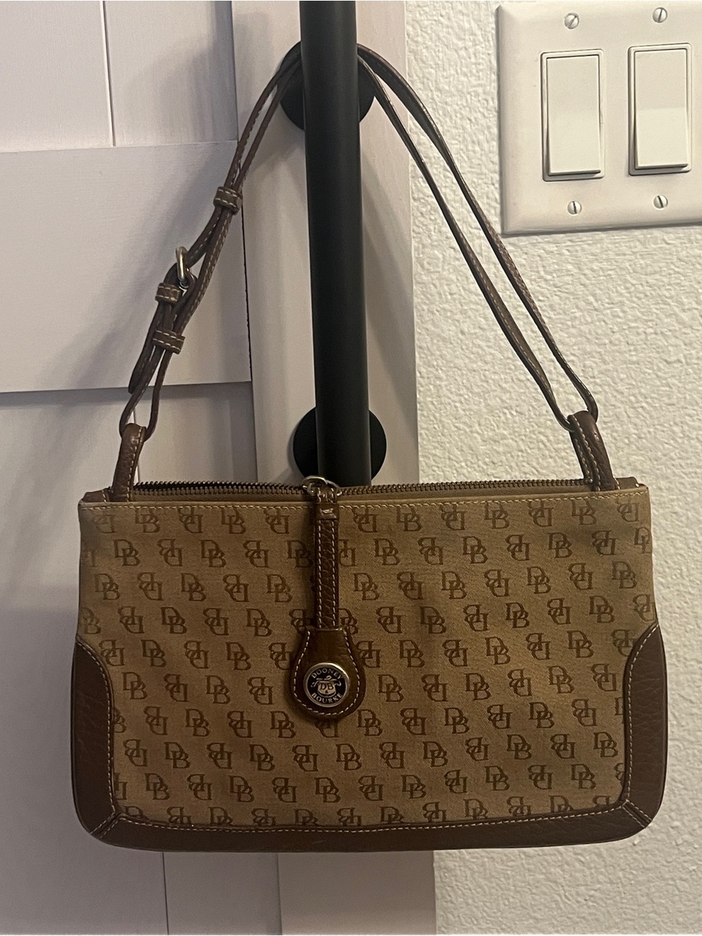 Vintage Dooney & Bourke Signature DB Monogram Shoulder Bag Y2K